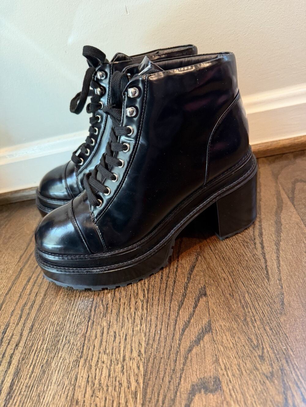 Cult Gaia Bratz Leather Platform Boots Size 37.5 US Sz 7 NEW